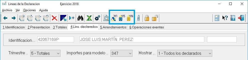 Presentación de la declaración