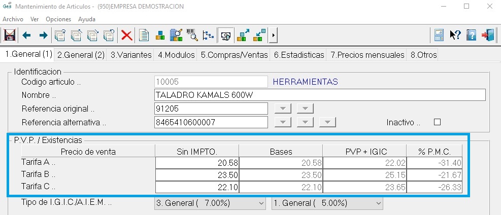 lista de precios