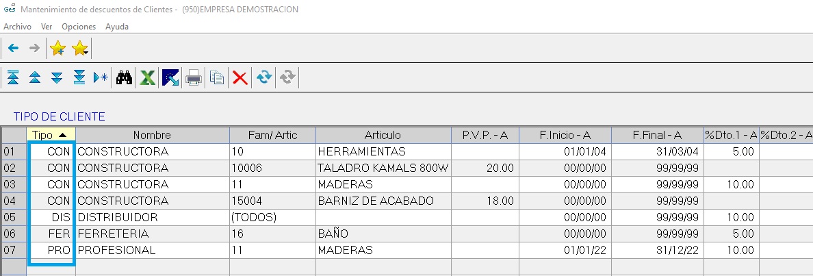 lista de precios